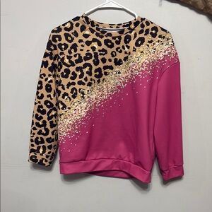 Leopard Print and Pink Sweatshirt